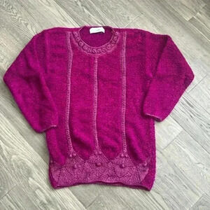 JUBIANA  | Fuchsia pink vintage knit tunic sweater